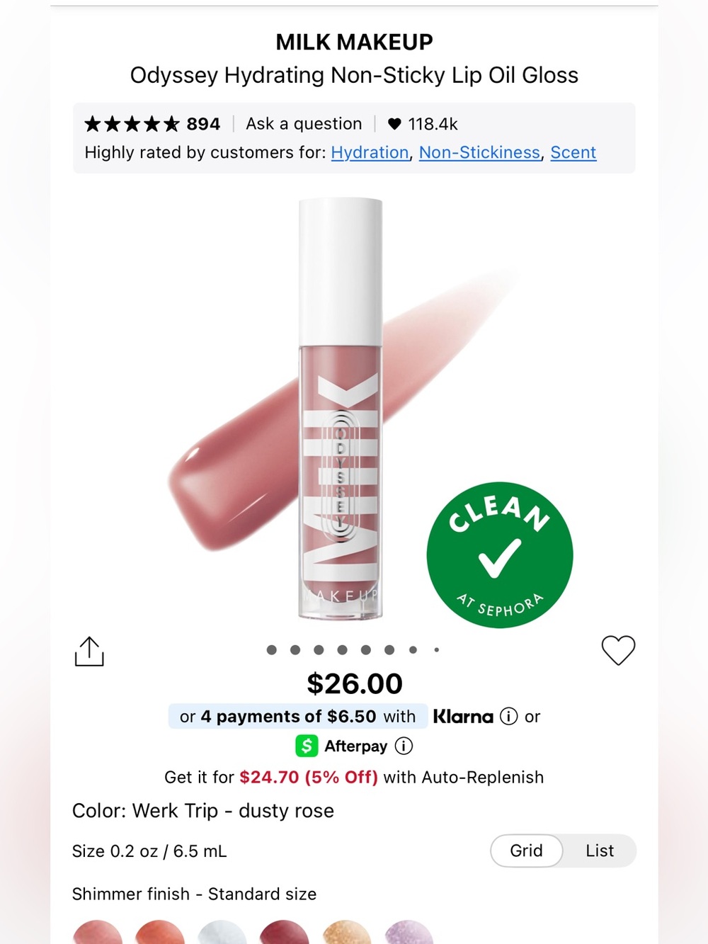 MILK MAKEUP Odyssey Hydrating Lip Oil Gloss — Werk Trip Dusty Rose